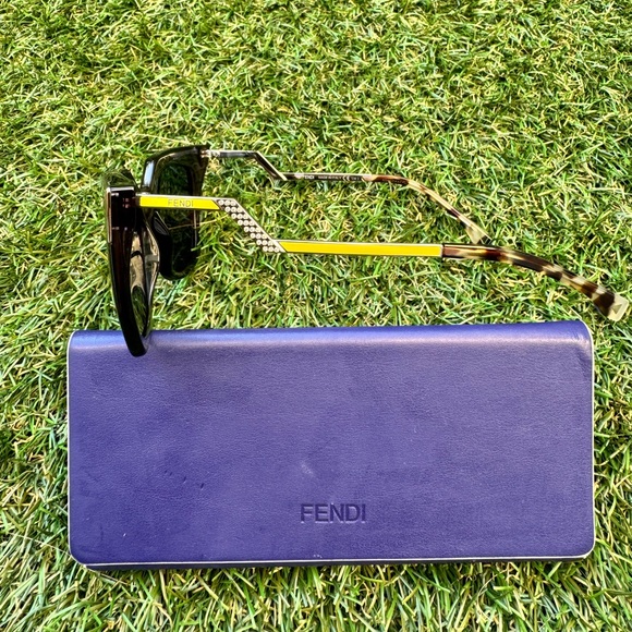 FENDI IRIDIA 52MM FF0060/S MIRRORED CAT EYE BLUE YELLOW METALLIC SUNGLASSES - Picture 7 of 13